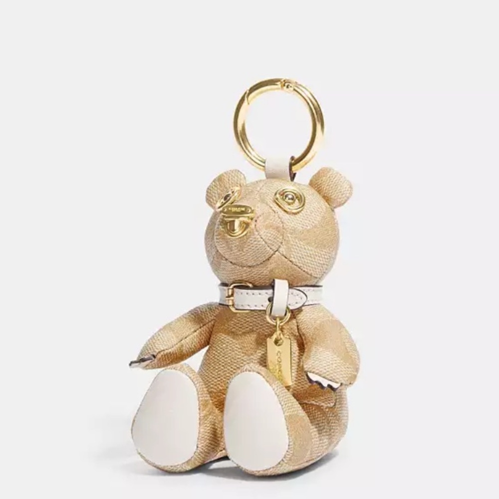 Coach Bear Bag Charm in Signature Canvas